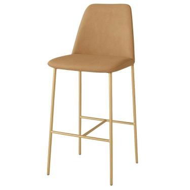 Imagem de Banqueta Turquia Couro Bege Em Metal Dourado