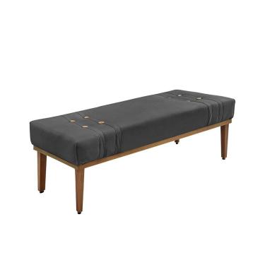 Imagem de Recamier Genova 195 Cm Luxo Suede Com Madeira Maciça Cinza