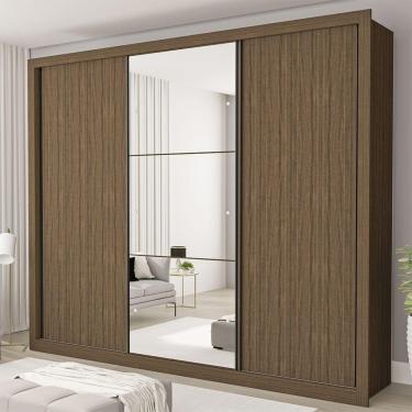 Imagem de Guarda Roupa Casal Com 3 Espelhos 3 Portas Minastex Freijó