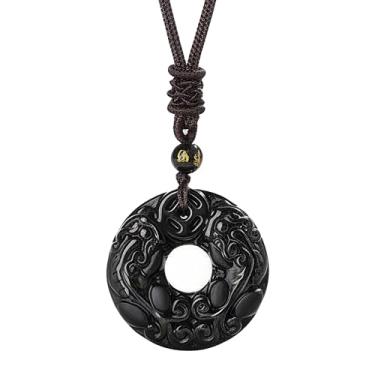 Imagem de Chiorgone Colar Feng Shui Pi Xiu Presente de Natal, Pingente Verde Boa Sorte para Homens e Mulheres, Amuleto Esculpido com Caixa de Natal, One size, Pedra, Obsidiana