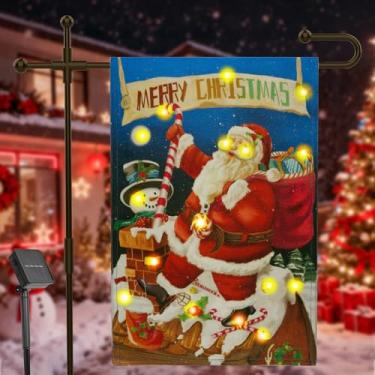 Imagem de Bandeira solar de jardim de Natal, 8 modos, decorações de Natal ao ar livre, boneco de neve de LED, bandeira de jardim com boneco de neve (boneco de neve de Papai Noel)