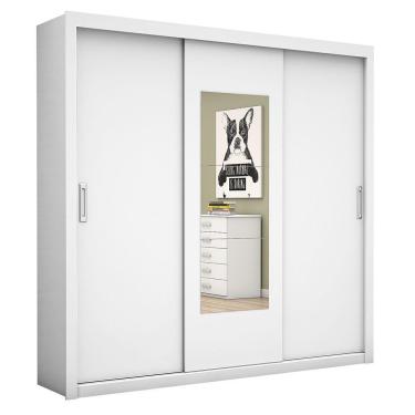 Imagem de Guarda Roupa Bahia 3 Portas Com Espelho Carioca Móveis Branco
