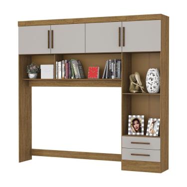 Imagem de Guarda-roupa Modulado 4 Portas 2 Gavetas Carioca Móveis Cinamomo/off White