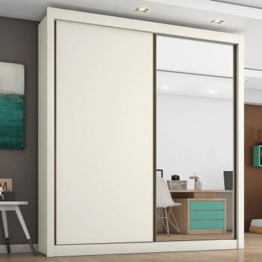 Imagem de Guarda Roupa Solteiro Com Espelho 2 Portas 4 Gavetas - Zurique-off White - Móveis Europa