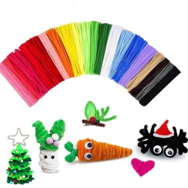 Imagem de Limpadores de cachimbo a granel, 200 peças de artesanato, 20 cores, 30 cm, hastes de chenille, bastões dobráveis, ótimo para projetos de artes e artesanato DIY, salas de aula e salas de artesanato