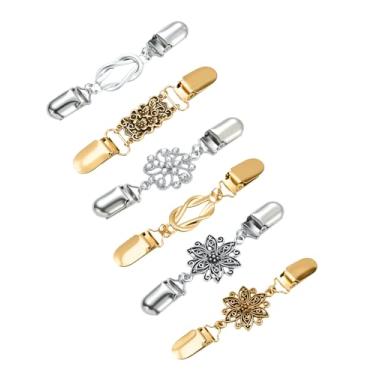 Imagem de 6 peças de clipes de suéter clipes de cintura com clipe vintage para vestido vintage broche retrô conjunto de clipe de camisa para roupas femininas xaile cardigã colarinho, 6 estilos