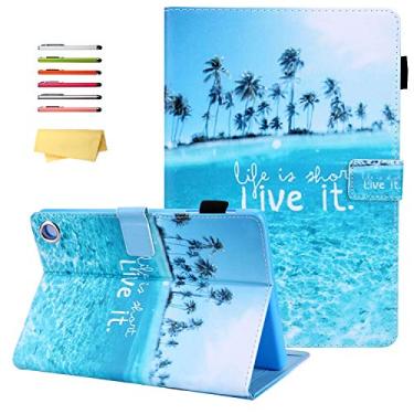 Imagem de UUcovers Capa para Samsung Galaxy Tab A7 Lite 8.7 modelo 2021 (SM-T220/T225) com bolsos para lápis, suporte para visualização em vários ângulos, couro sintético à prova de choque, capa magnética traseira de TPU (poliuretano termoplástico), Beach Live it