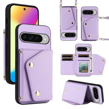 Imagem de Dibosom Capa carteira de luxo para Google Pixel 10/10 Pro 5G com 5 compartimentos para cartão fina e alça de ombro, capa de telefone com suporte para cartão de crédito de couro PU para Pixel10 10Pro