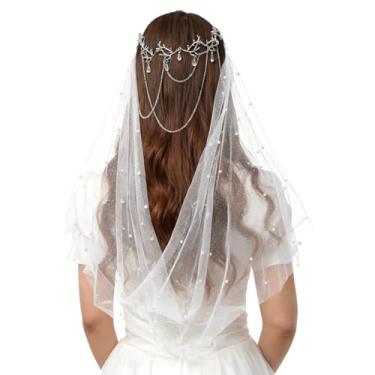 Imagem de UniqKaliber Véu De Noiva Renda Brilhante, Acessório Cabeça Para Noiva, Vestido Elfo Elfo, Deusa Etérea