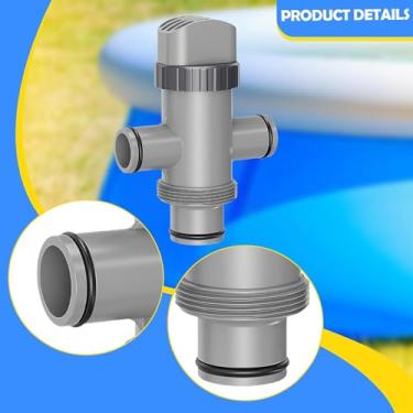 Imagem de RNXRZANK Substituição Da Válvula de êmbolo Da Piscina: Adaptador de Mangueira Fácil de Instalar para Piscinas Acima Do Solo, Junta de Borracha à Prova de Vazam, 3 Vias 16x3cm