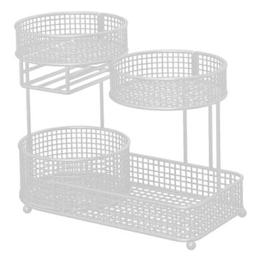 Imagem de Ｂｅｓｇａ Fruteira compacta de ferro com 3 níveis, suporte para frutas, organizador de cozinha com porta-lenços para festas, e sala de estar, Branco