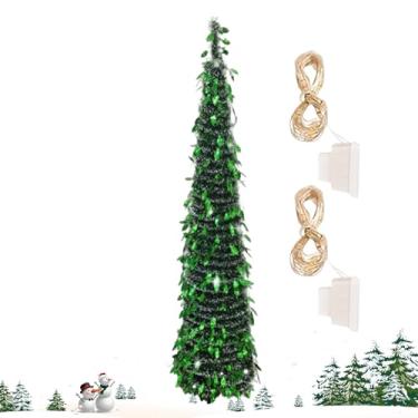 Imagem de Árvores de Natal artificiais – Árvore de Natal com glitter com luzes coloridas de LED | Plantas de 1,8 m para quarto, interior e exterior, , decoração de das Bruxas