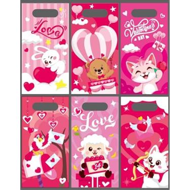 Imagem de DIYASY 48 peças de sacos de plástico para presente de dia dos namorados, sacos de doces de celofane para crianças, lembrancinhas de festa dos namorados, troca de presentes para sala de aula