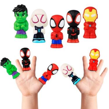 Imagem de Dedoche Infantil Heróis Marvel 6cm com 5 Personagens Cardoso - 7896484