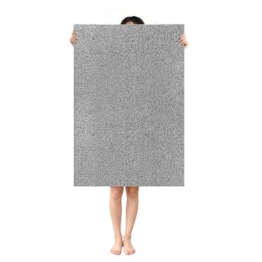 Imagem de MARIBUR Tapete de chuveiro antiderrapante: Tapetes de chuveiro extragrandes de 90 x 60 cm para chuveiro interno com orifício de drenagem - Tapete antiderrapante para box de PVC macio para box e