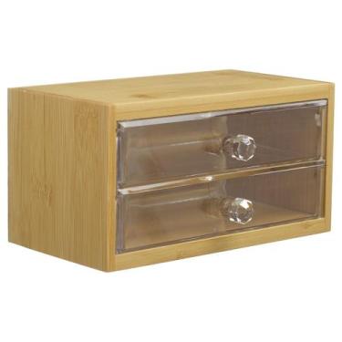 Imagem de Caixa Organizadora Com 2 Gavetas Maquiagem Bambu Acrílico - PGB