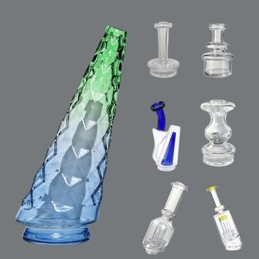 Imagem de Base de vidro para narguilé – Vaso de água de substituição para cachimbo de água padrão (azul-verde)