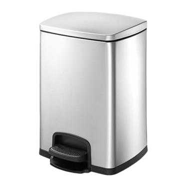 Imagem de Ｂｅｓｇａ Lixeira com tampas Lixeira de cozinha Cesto de lixo com pedal para estudo, 15L prata