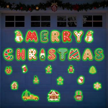 Imagem de 29 peças de ímãs de Natal para porta de garagem, adesivos magnéticos para porta de garagem de pão de gengibre para decoração de Natal, geladeira, carro, cozinha, casa, férias, festas, decoração
