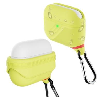 Imagem de HALLEAST Capa protetora à prova d'água para AirPods Pro 3, capa protetora de silicone portátil elegante para Air Pod Pro3, amarela