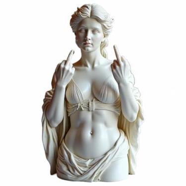 Imagem de Estátua engraçada de Vênus de dedo médio, estátua da deusa de Vênus com atitude, escultura de busto de Vênus em estilo romano com atitude, estatueta de resina de Afrodite da deusa grega ousada