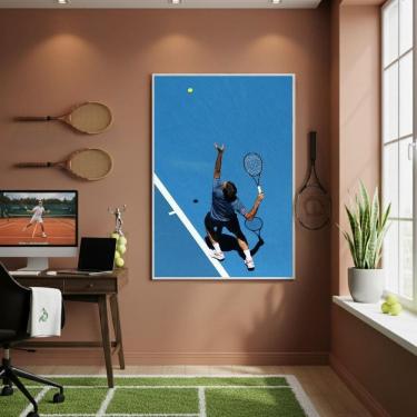 Imagem de Quadro Decorativo O Atleta De Tênis-70X50Cm Mold Preta