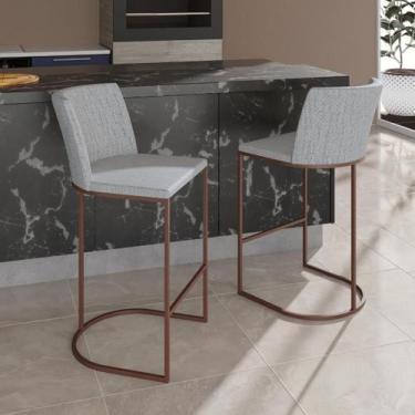 Imagem de Kit Jogo 2 Banquetas Alta Americana Moderna Cozinha Metal Bancada Balc