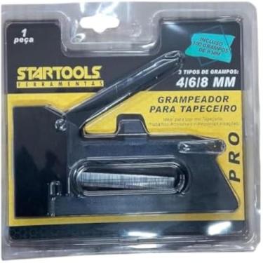 Imagem de Grampeador tapeceiro resistente para fixar tecidos e madeiras, robusta