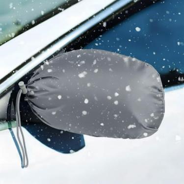 Imagem de Frienda 2 peças capa de espelho retrovisor lateral capa de proteção traseira automotiva espelho de neve gelo acessórios traseiros tamanho universal para carros (cinza)