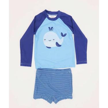 Imagem de Conjunto Infantil Praia Proteção UV TAM 1 a 4-87012 - MARISA, Azul, 3