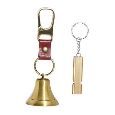 Imagem de menolana Conjunto de sino e apito de urso barulhento para mochila, pingentes multiuso, chaveiro, sino para cães, apito de emergência para caminhadas e, Bronze Antigo Brilhante