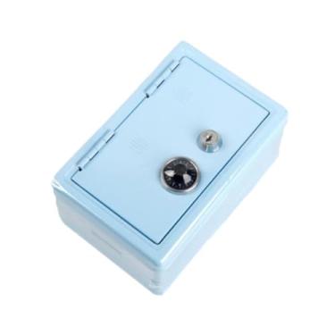 Imagem de simhoa Cofrinho de ferro, caixa para moedas, item de decoração, presente para aniversários, economia em dinheiro, Azul, Tamanho real