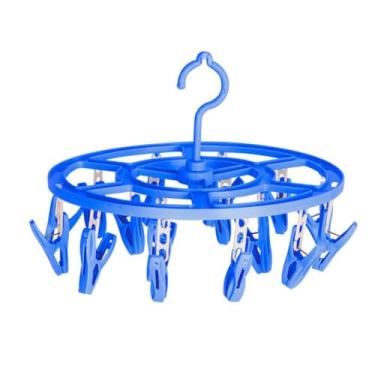 Imagem de Varal Redondo com 16 Prendedores, Plástico e Aço, 7.0cm Diâmetro, Compacto, Cor Sortida
