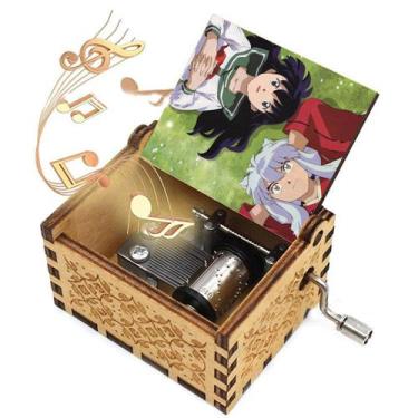 Imagem de Caixa de música Inuyasha Hand Mrank, madeira esculpida antiga 85g - yi