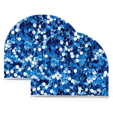 Imagem de Wassud Porta-guardanapos de acrílico com padrão de lantejoulas azuis, dispensador de guardanapos de papel moderno em forma de U para mesa, cozinha, sala de jantar, bancada 2 peças (comporta 50-60