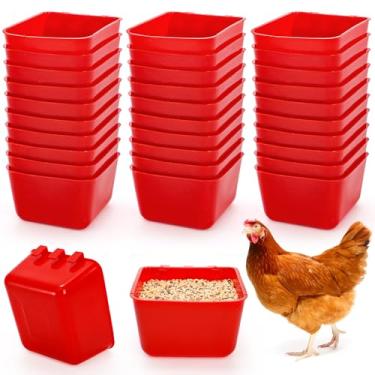 Imagem de Okllen 30 copos de gaiola, alimentador de frango, alimentador de pássaros, gaiola de coelho, tigela de água para animais de estimação, papagaio, galo, periquito, pássaros, pombo, cabana, arame