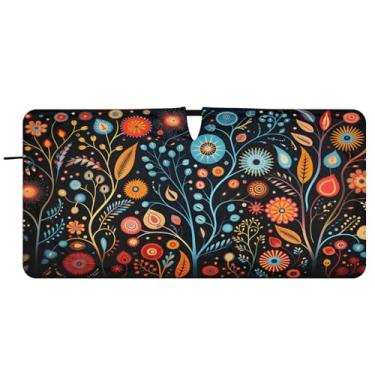 Imagem de CEBUGI Para-brisa de carro dobrável sombra de sol cores vibrantes animais nativos flora (1) persianas de janela de carro guarda-chuva pára-brisa frontal para acessórios de carro legal bloqueador solar
