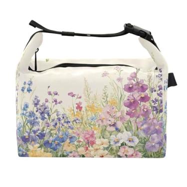 Imagem de STAYTOP Linda lancheira de flores silvestres com fivela, lancheira isolada para meninos e meninas, lancheira térmica para trabalho escolar