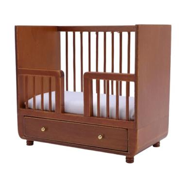 Imagem de KUIDAMOS Berço de Móveis para Casa de Bonecas Em Miniatura, Berço de Madeira de Bétula Realista Detalhado para Decoração de Berçário de Casa de Bonecas, Escala 1:12