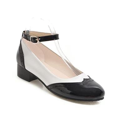 Imagem de Biliehoo Sapatilhas femininas de salto grosso Lolita Mary Janes casual uniforme feminino, Preto, 37