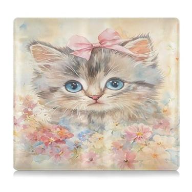 Imagem de Burbuja Porta-registro de carro e seguro, caixa de luvas de couro de gato com flores, organizador de documentos, carteira de documentos, estojo de acessórios