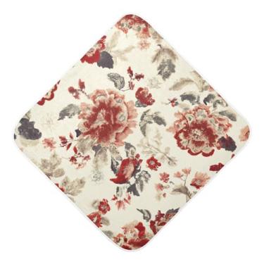 Imagem de Burbuja Toalha de banho de bebê retrô Flowers - Toalha com capuz de musselina macia e absorvente para recém-nascidos, 76 x 76 cm