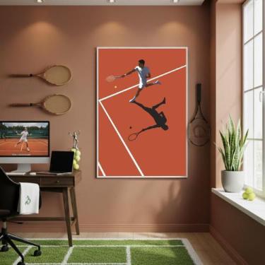Imagem de Quadro Decorativo Jogando Tênis-70X50Cm Mold Preta - Quadros On-Line