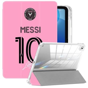 Imagem de ZERMU Capa para iPad 9ª/8ª/7ª geração de 10,2 polegadas, capa traseira rígida transparente Mess%i Argentina #10 Miam%i Soccer capa à prova de choque [hibernar/despertar automático] com suporte para