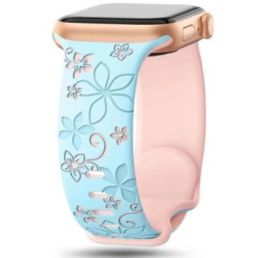 Imagem de Pulseira De Silicone Gravada Para Apple Watch Série 9 7 6 5 4 3 2 1 SE