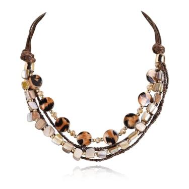 Imagem de Coiris Colares femininos com contas de concha em camadas, feitos à mão, boêmio, colorido, miçanga, gargantilha, estilo festivo, bijuteria para mulheres, Pedra, Sem Pedra Preciosa