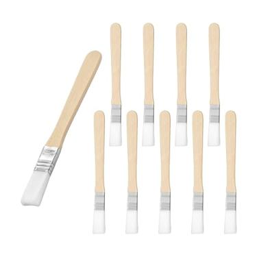 Imagem de pson 10 pincéis de pintura pequenos de 1,3 cm, cerdas de nylon com cabo de madeira, ferramenta de pintura para paredes, portas, armários, móveis, cercas (branco)