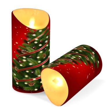 Imagem de ATTX Pacote com 2 velas de árvore de Natal sem chamas – Velas LED de 7,6 cm x 15 cm com controle remoto e temporizador para casa, casamento, decoração de acampamento #546