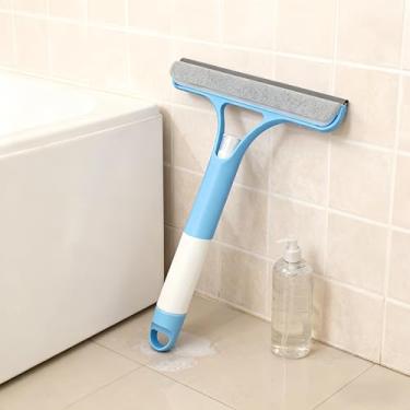 Imagem de Raspador de limpeza de janela 3 em 1, ferramenta de limpeza de rodo de janela em spray multiuso, para portas de vidro para janelas, raspador de espelhos, escova (azul)