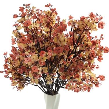 Imagem de Bairdish Flores artificiais de flor de cerejeira marrom para vaso, 10 pacotes de flores de seda falsa para bebês, Gypsophila falsa para escritório, casamento, mesa interna, centro de mesa, festa